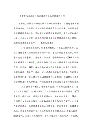 关于整治歪风陋习推进移风易俗工作情况的总结.docx