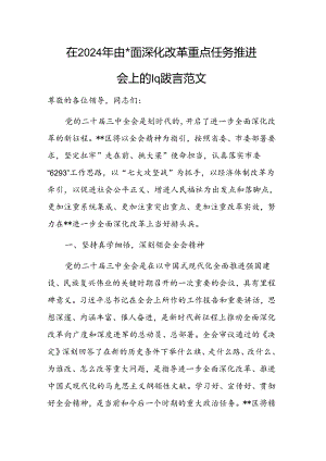 在2024年进一步全面深化改革重点任务推进会上的汇报发言范文.docx