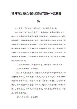 某县整治群众身边腐败问题工作情况报告.docx