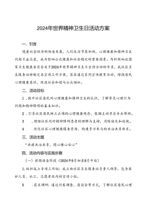 (12篇)2024年社区卫生服务站开展世界精神卫生日宣传活动方案.docx