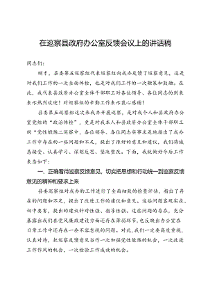 在巡察县政府办公室反馈会议上的讲话稿.docx