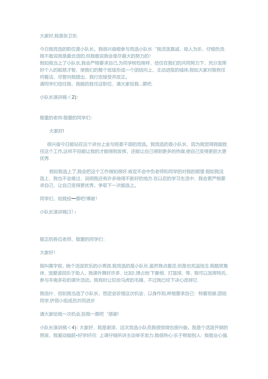 小队长演讲稿5篇.docx_第1页