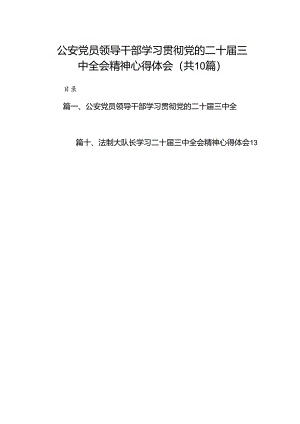 （10篇）公安党员领导干部学习贯彻党的二十届三中全会精神心得体会（精选）.docx