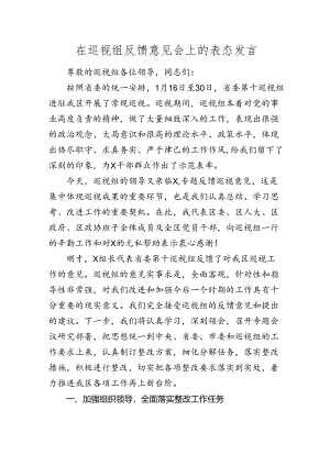 在巡视组反馈意见会上的表态发言（巡察）.docx