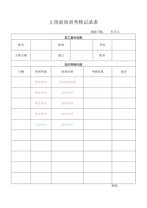 上岗前培训考核记录表.docx