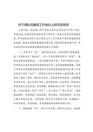 在干部队伍建设工作会议上的交流发言.docx