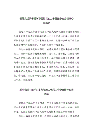 基层党组织书记学习贯彻党的二十届三中全会精神心得体会（共8篇）.docx