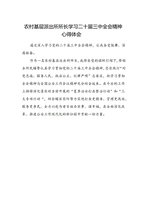 农村基层派出所所长学习二十届三中全会精神心得体会.docx