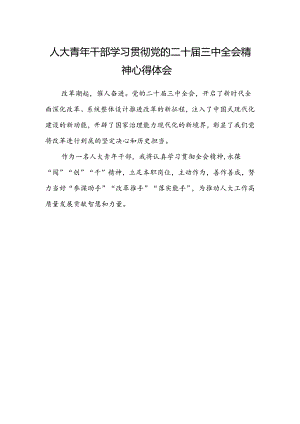 人大青年干部学习贯彻党的二十届三中全会精神心得体会.docx