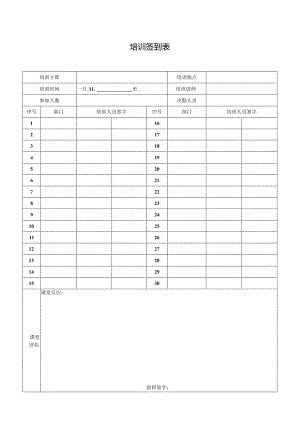 培训签到表（模板表格）.docx