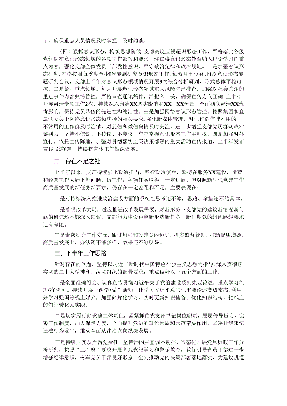 党支部2024年上半年党建工作总结及下半年工作思路 .docx_第2页