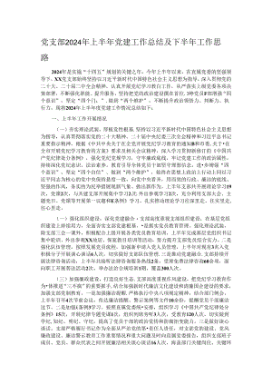 党支部2024年上半年党建工作总结及下半年工作思路 .docx