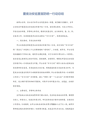 夏夜治安巡查宣防统一行动总结.docx