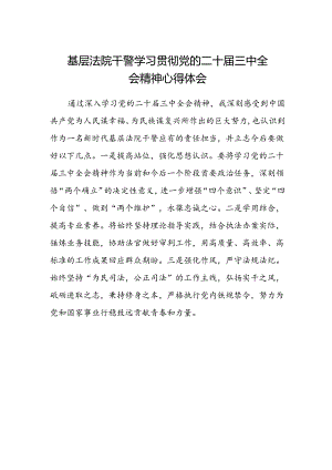 基层法院干警学习贯彻党的二十届三中全会精神心得体会范文 .docx