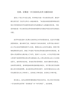党课：读懂进一步全面深化改革主题的深意.docx