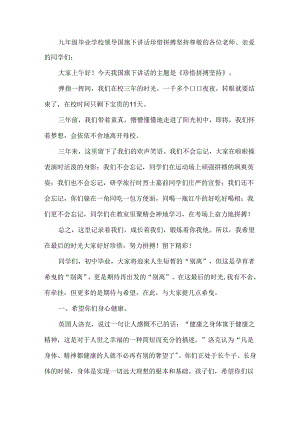 九年级毕业学校领导国旗下讲话珍惜拼搏坚持.docx