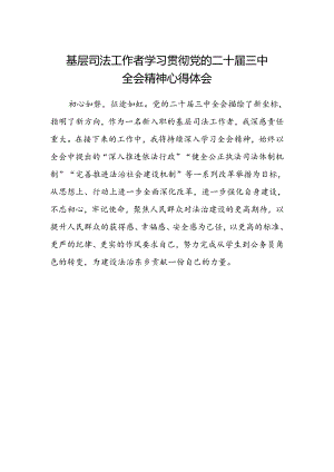 基层司法工作者学习贯彻党的二十届三中全会精神心得体会.docx