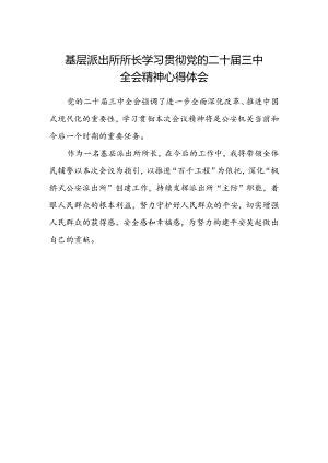 基层派出所所长学习贯彻党的二十届三中全会精神心得体会.docx