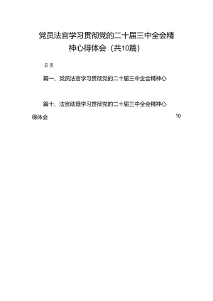 党员法官学习贯彻党的二十届三中全会精神心得体会10篇（最新版）.docx