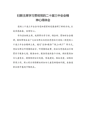 妇联主席学习贯彻党的二十届三中全会精神心得体会 .docx