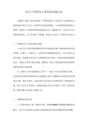农民工管理及工资发放实施办法.docx