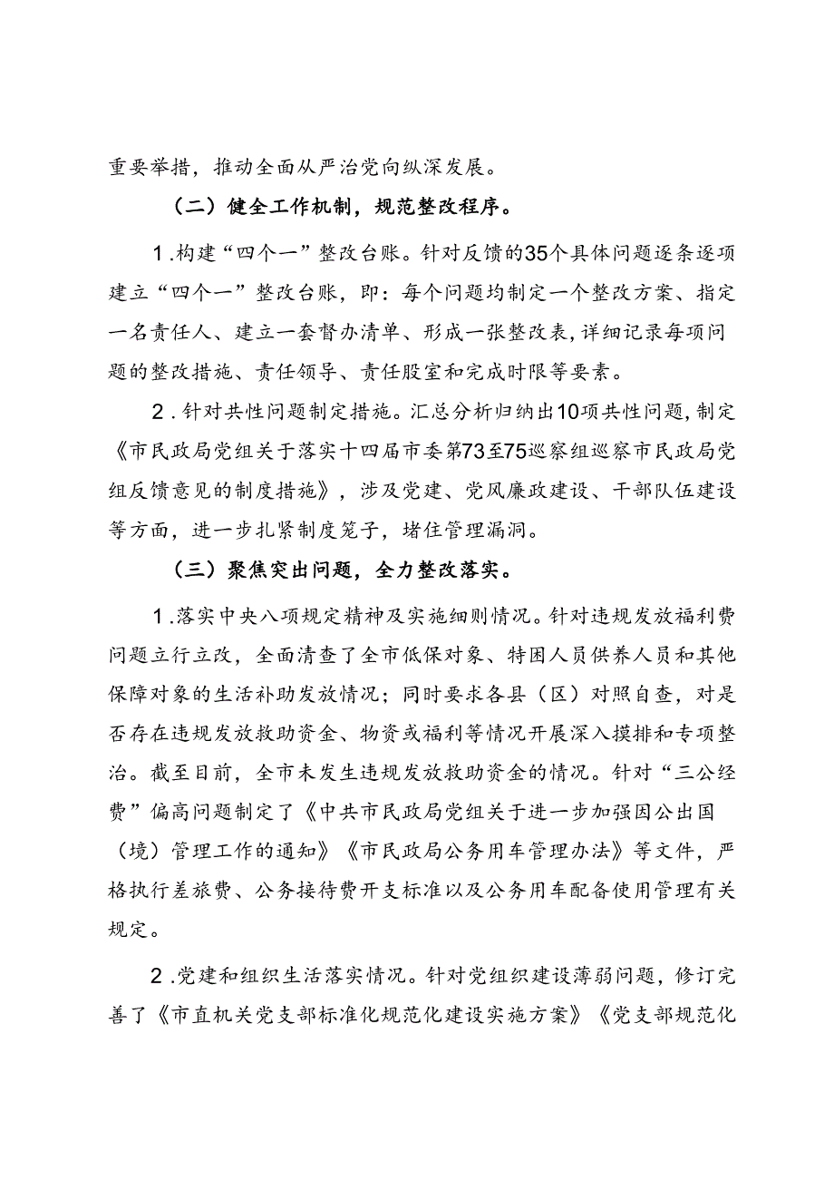 市民政局2024年巡察整改进展情况工作报告.docx_第2页