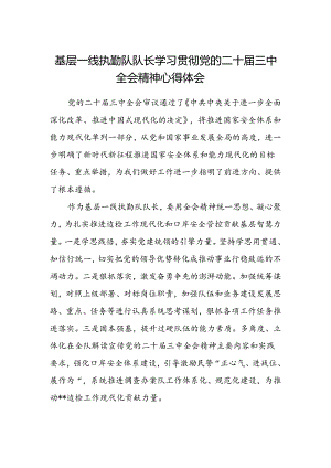 基层一线执勤队队长学习贯彻党的二十届三中全会精神心得体会.docx