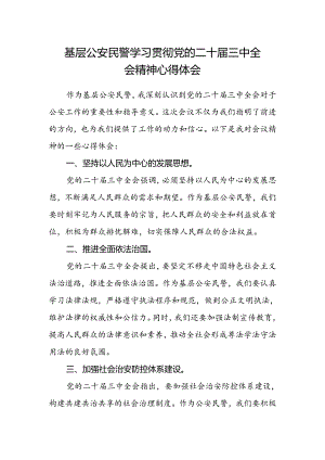 基层公安民警学习贯彻党的二十届三中全会精神心得体会.docx