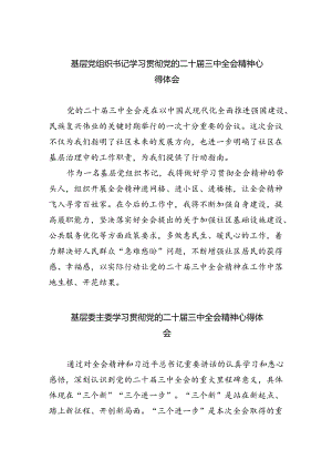 基层党组织书记学习贯彻党的二十届三中全会精神心得体会范文5篇（精选版）.docx