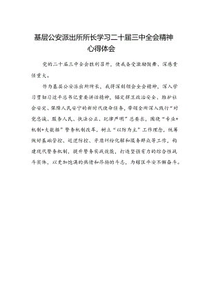 基层公安派出所所长学习二十届三中全会精神心得体会.docx