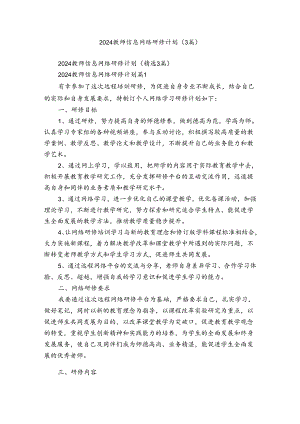 2024教师信息网络研修计划（3篇）.docx