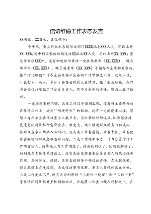 信访维稳工作表态发言.docx