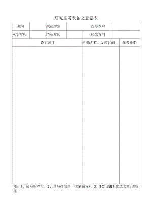 在学研究生发表论文登记表.docx
