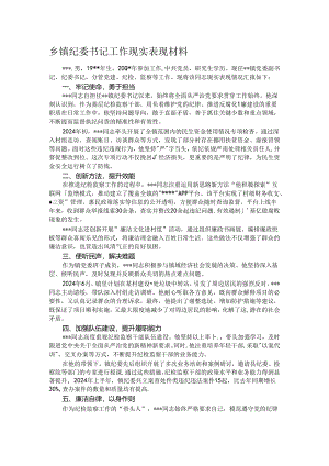 乡镇纪委书记工作现实表现材料.docx