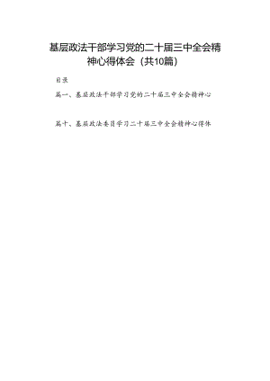 基层政法干部学习党的二十届三中全会精神心得体会10篇（详细版）.docx