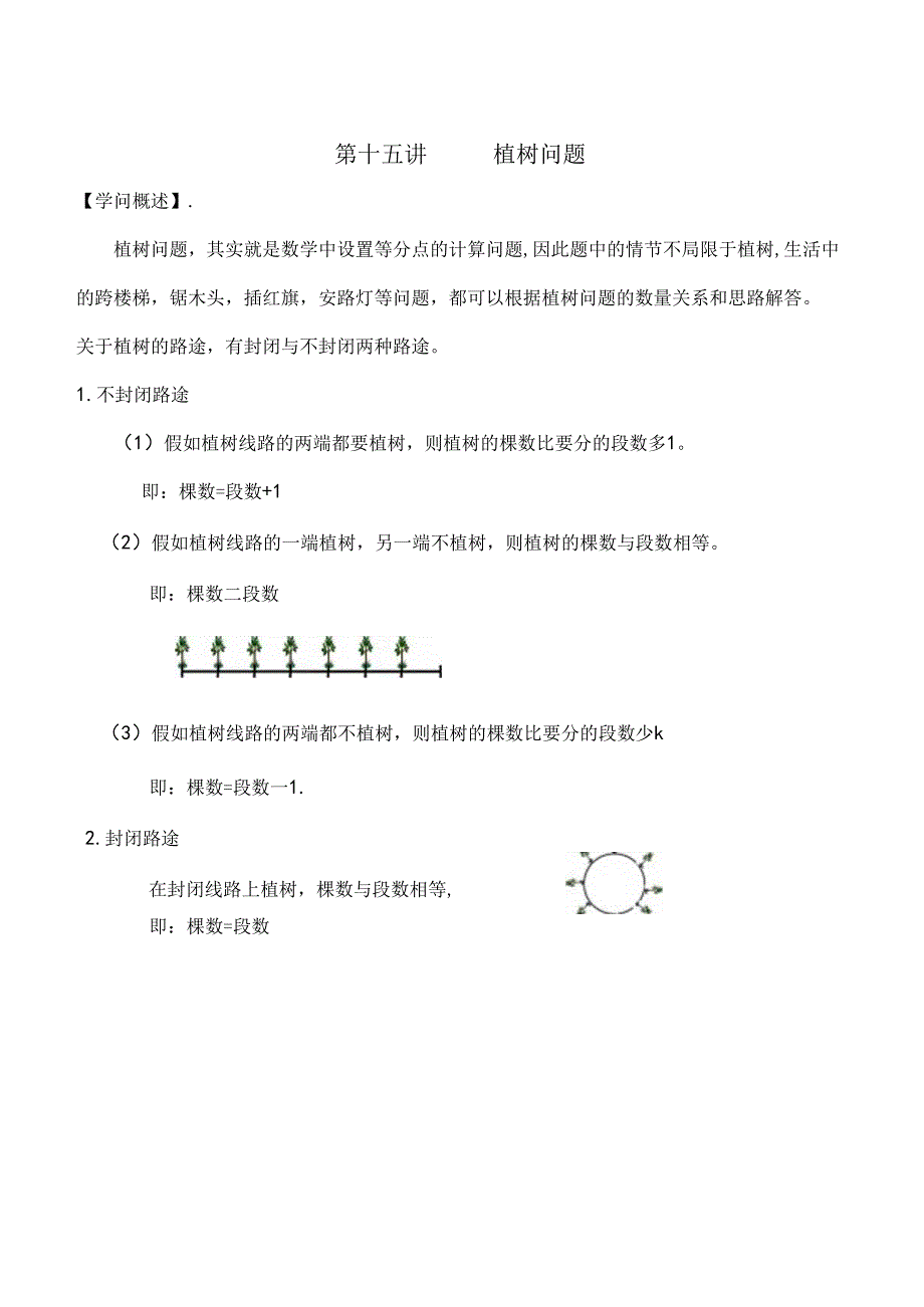 六年级上奥数第十五讲植树问题.docx_第1页
