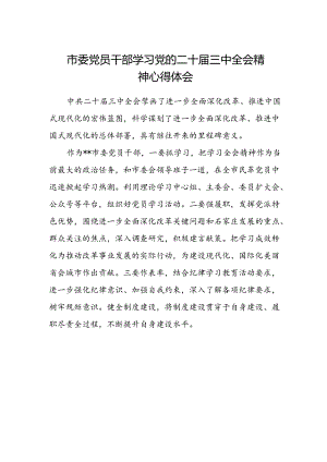 市委党员干部学习党的二十届三中全会精神心得体会.docx