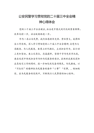公安民警学习贯彻党的二十届三中全会精神心得体会 .docx