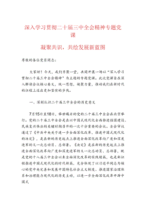 2024党支部书记学习二十届三中全会精神专题党课（最新版）.docx