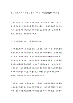 乡镇党建工作人员学习贯彻二十届三中全会精神心得体会.docx