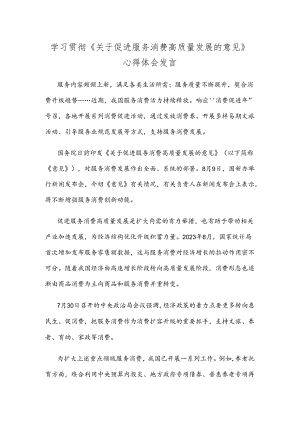 学习贯彻《关于促进服务消费高质量发展的意见》心得体会发言.docx
