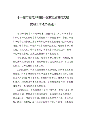 十一届市委第六轮第一巡察组巡察市文联党组工作+动员会召开.docx