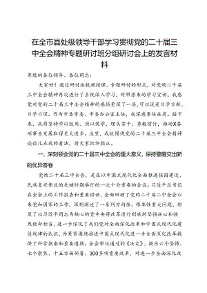 在全市县处级领导干部学习贯彻党的二十届三中全会精神专题研讨班分组研讨会上的发言材料.docx