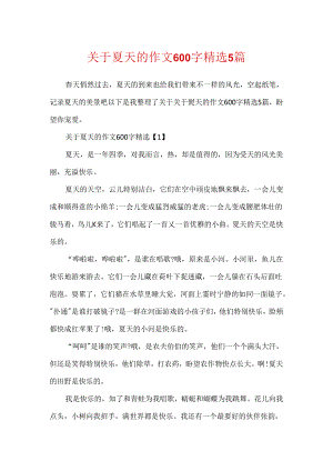 关于夏天的作文600字精选5篇.docx