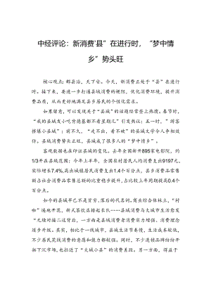 【经济】：新消费“县”在进行时“梦中情乡”势头旺.docx