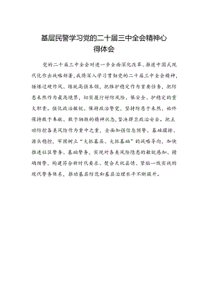 基层民警学习党的二十届三中全会精神心得体会 .docx