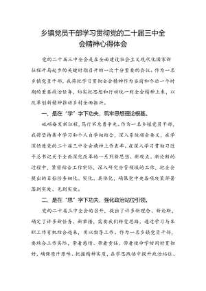 乡镇党员干部学习贯彻党的二十届三中全会精神心得体会.docx