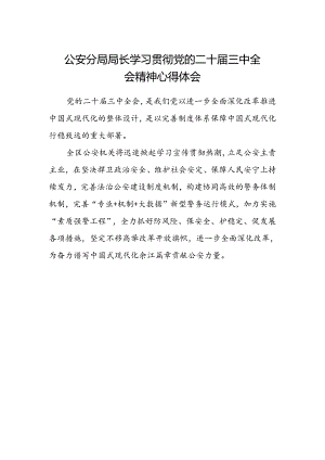 公安分局局长学习贯彻党的二十届三中全会精神心得体会范文.docx