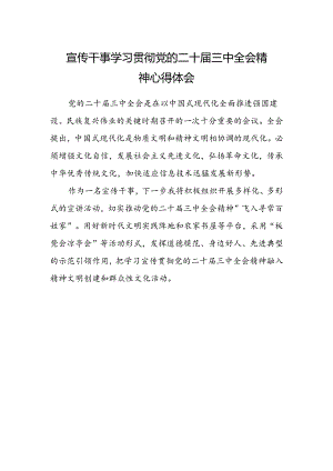 宣传干事学习贯彻党的二十届三中全会精神心得体会 .docx