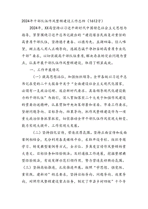 2024年干部队伍作风整顿建设工作总结.docx